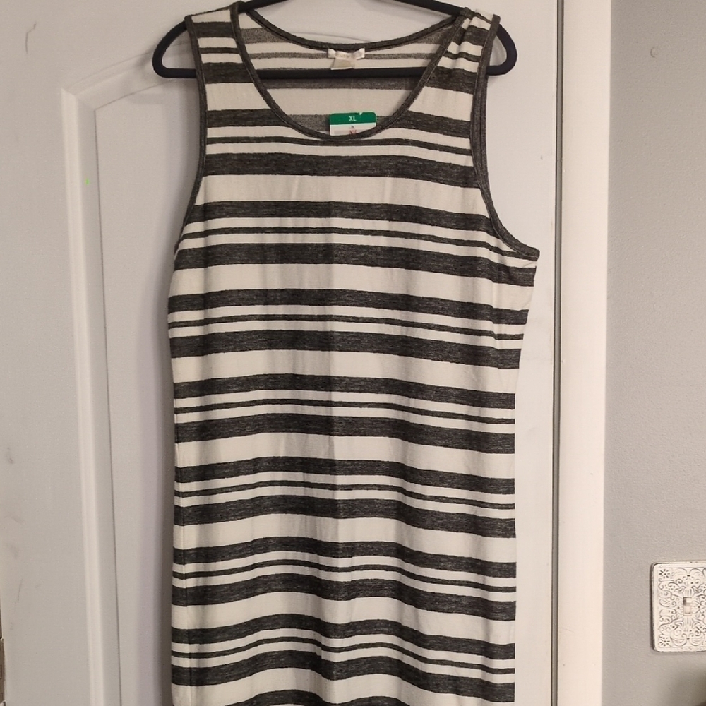 Matty M Black & White Striped Midi Tank Dress